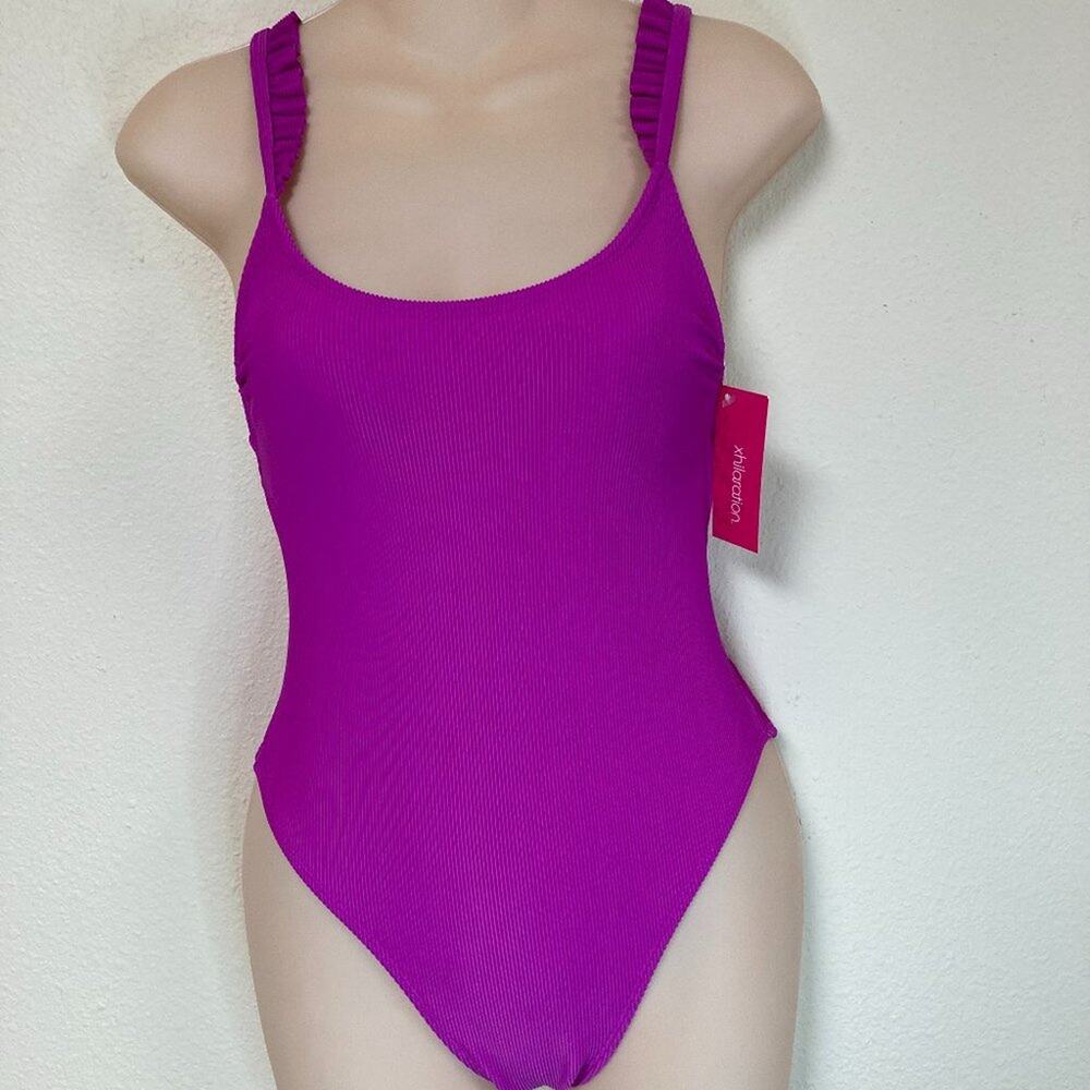 Xhilaration One Piece Swim Bathing Suit Size S (0-2) Fuchsia Adjustable Straps